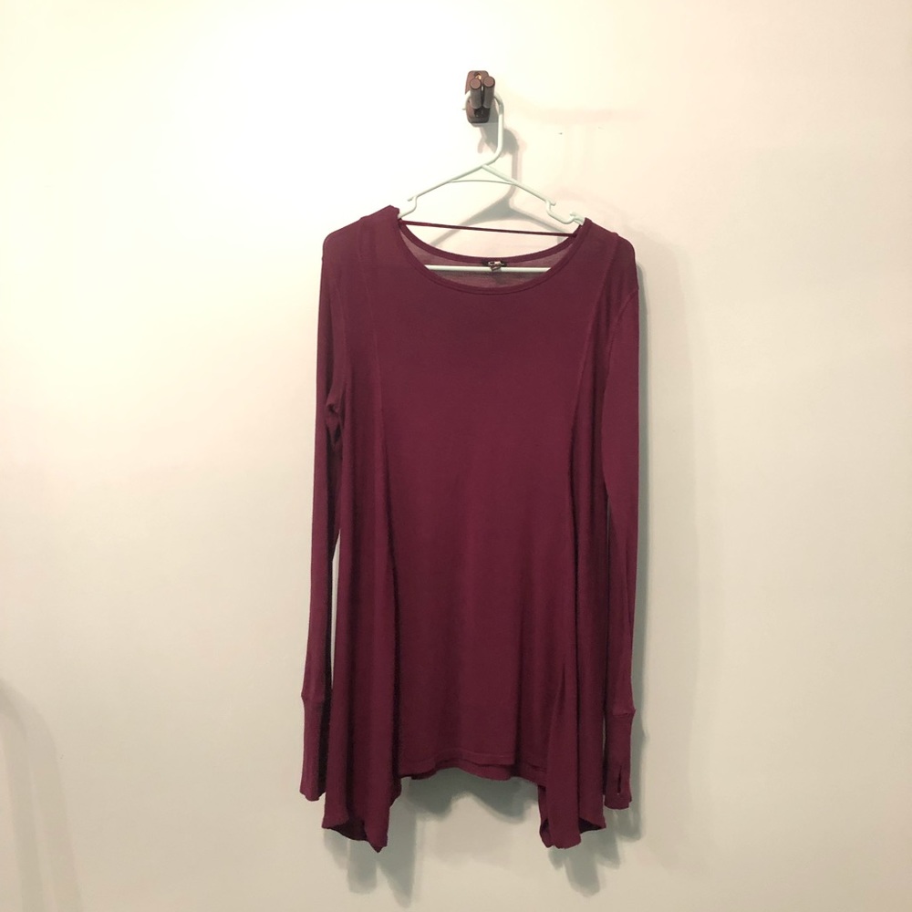 Cable & Gauge Deep Purple Tunic With Thumb Holes